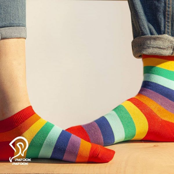 جوراب ساقدار با طرح راه راه رنگارنگ ۱