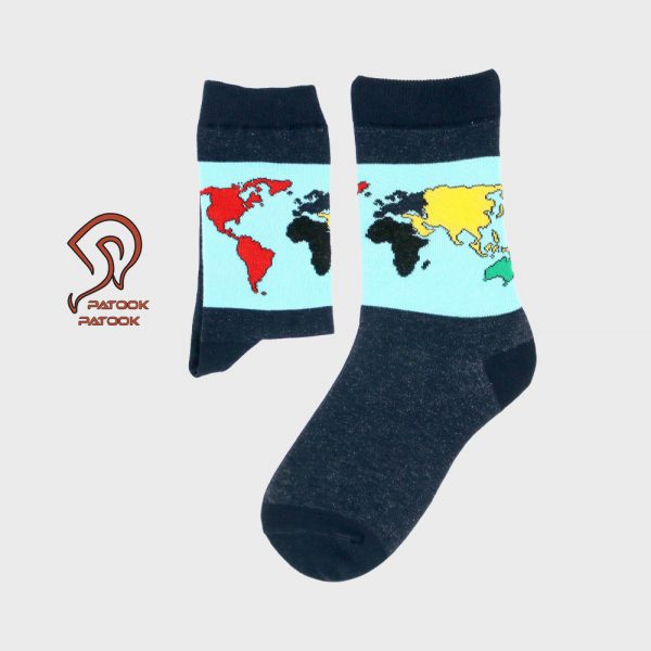 جوراب ساقدار با طرح نقشه جهان