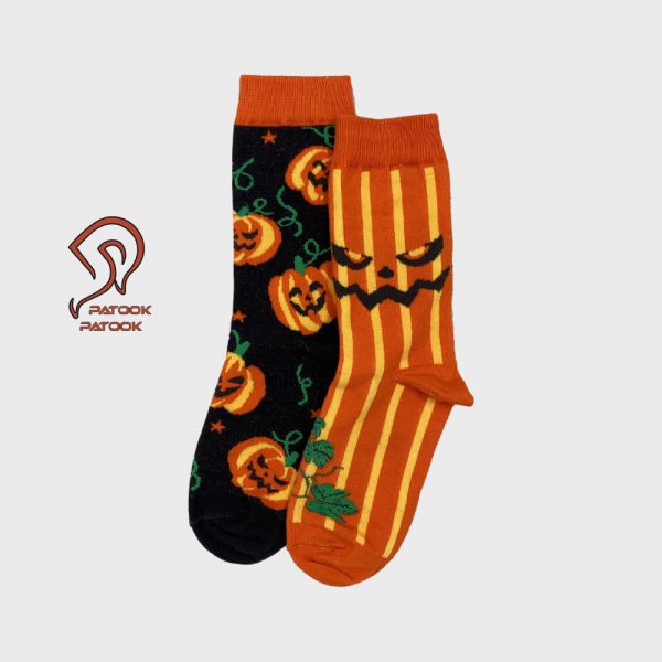 جوراب ساقدار با طرح کدو هالووینی تا به تا
