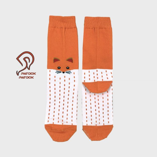 جوراب ساقدار با طرح روباه نارنجی